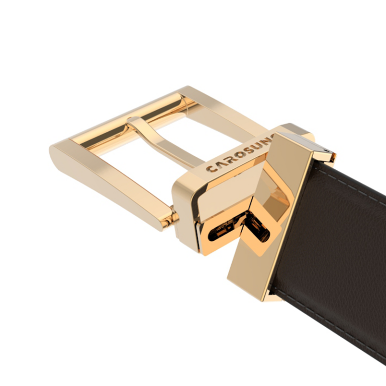 Carosung Custom Engraved Logo 35mm Luxury Polished Gold Silver Gunmetal Metal Stainless Steel Reversible Pin Belt Buckle